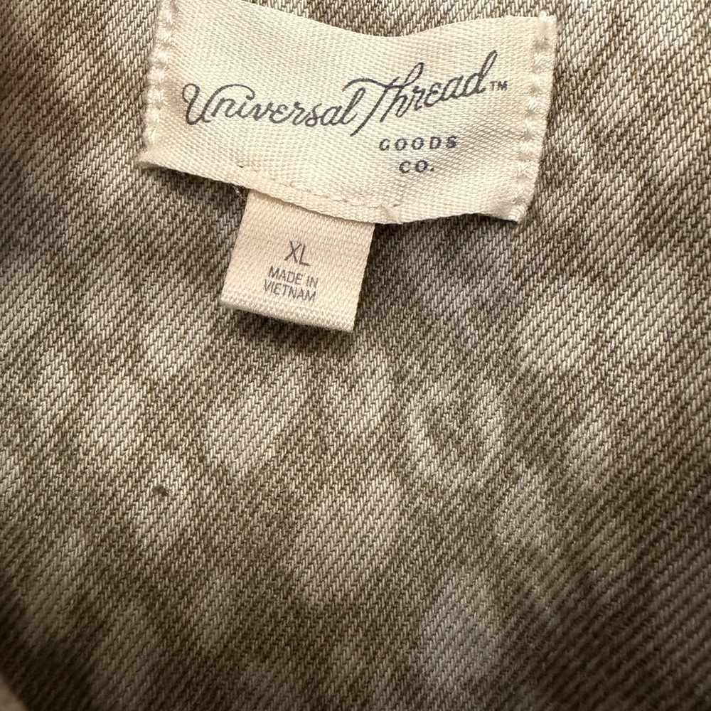 Universal Thread Patterned Tan Button Down Shirt - image 2